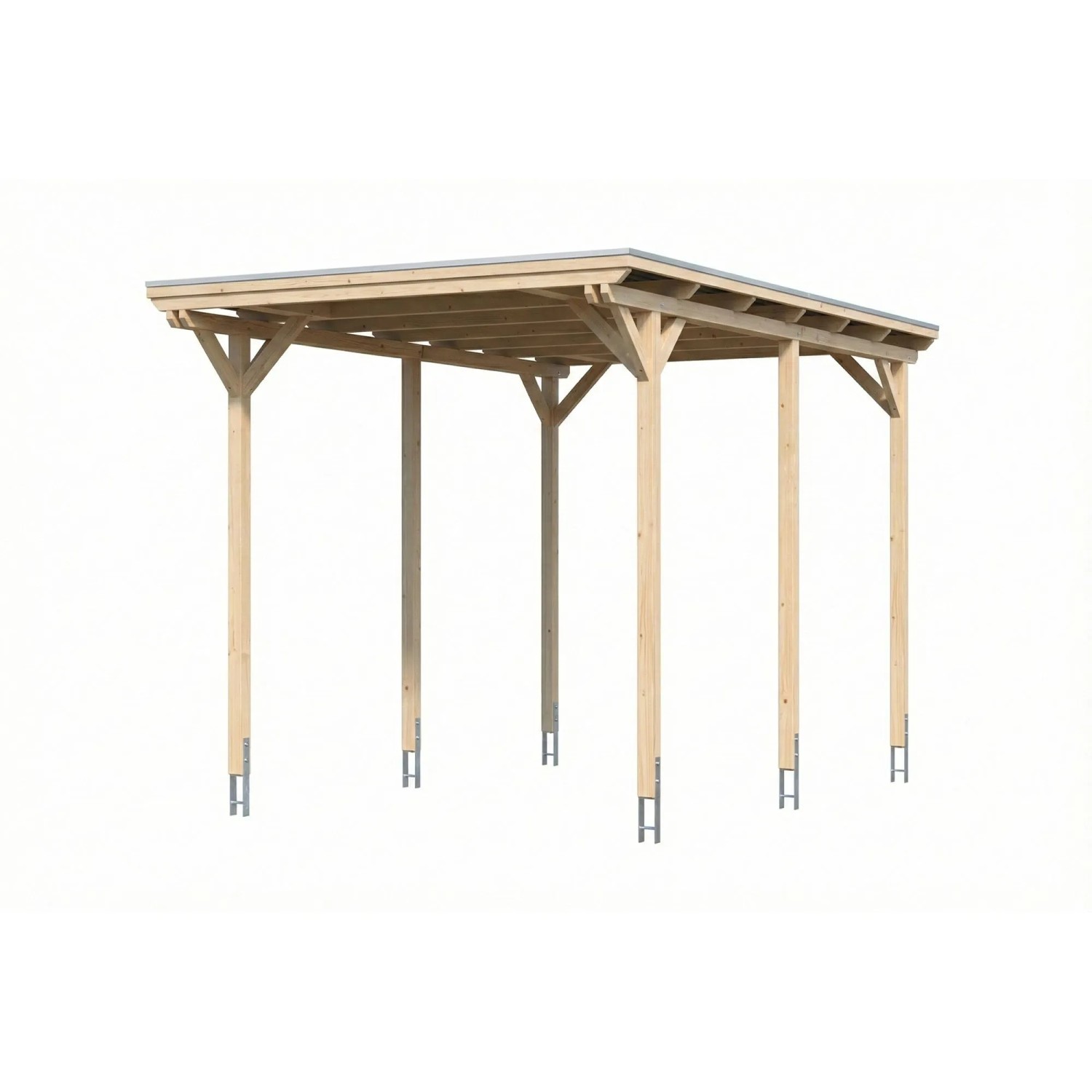 Skan Holz Carport Emsland Caravan Stahl-Dachplatten 402 cm x 604 cm Natur