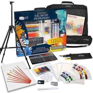Artina Michelangelo Malset, 122-teilig mit Staffelei, Farben, Pinseln und Zubehör.
