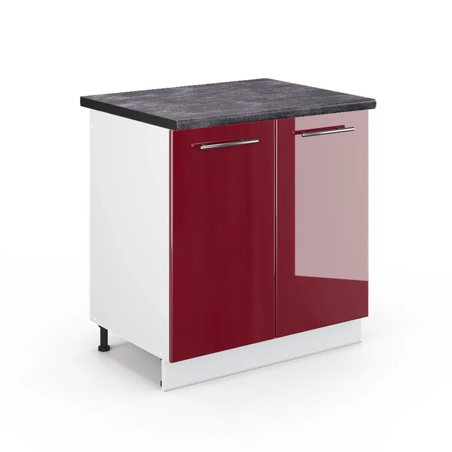 Vicco Spülenunterschrank Fame-Line Bordeaux Hochglanz Weiß 80 cm AP Anthrazit