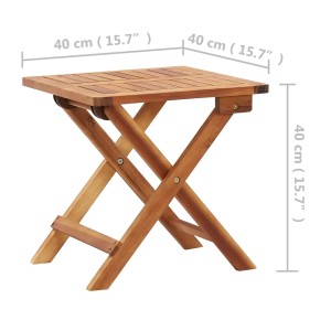 Klappbarer Garten-Couchtisch aus Akazienholz, 40x40x40 cm. Praktischer Beistelltisch für Balkon und Terrasse.