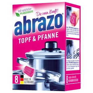 abrazo Reinigungskissen für Töpfe und Pfannen, 8 Stück. Reinigt schonend und gründlich.