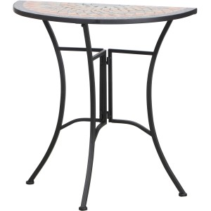 Rechteckiger, schwarzer Siena Garden Gartentisch Prato mit Mosaikplatte, 35x70 cm.