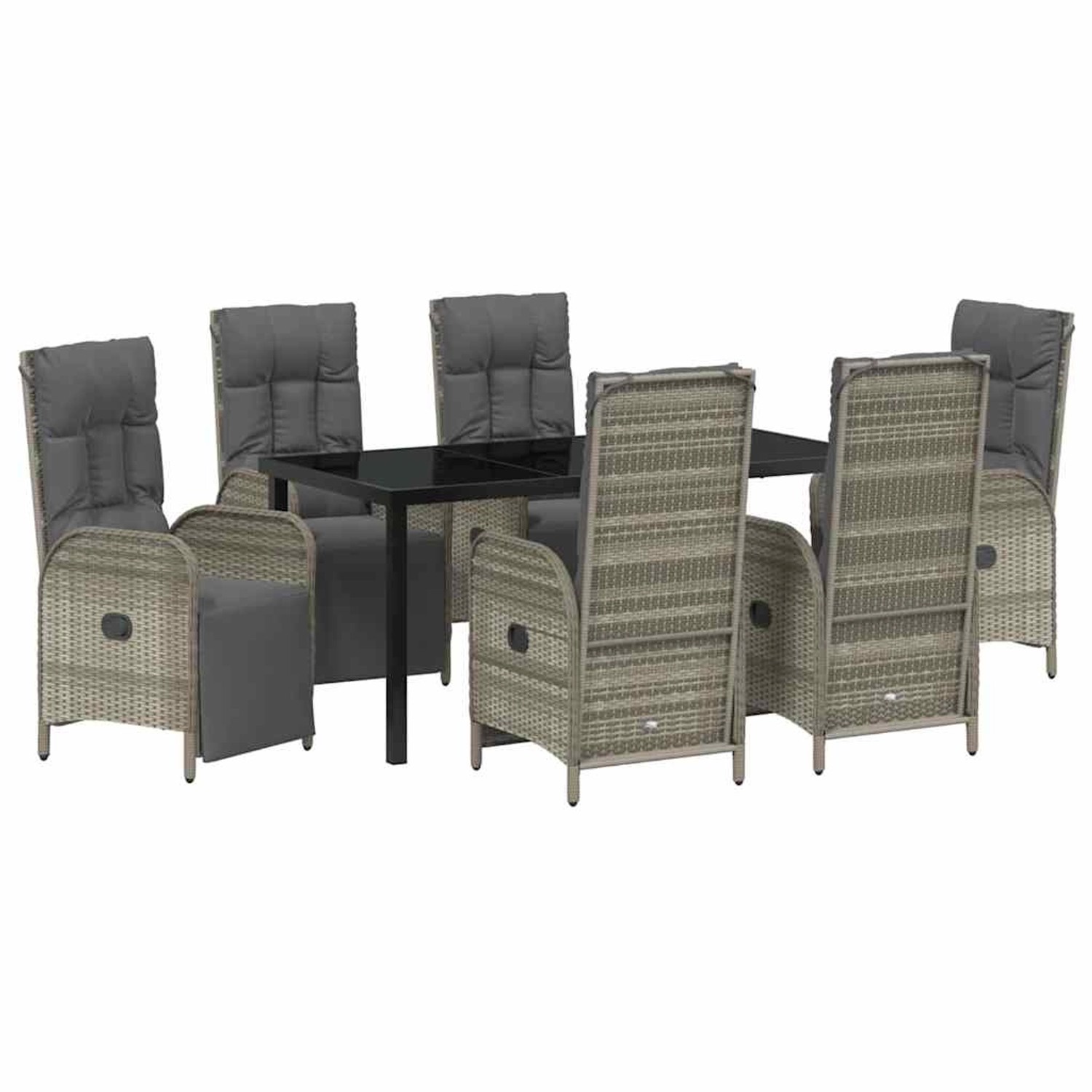 vidaXL Garten Essgruppe mit Kissen 7-Tlg Grau Poly Rattan 3380138 günstig online kaufen