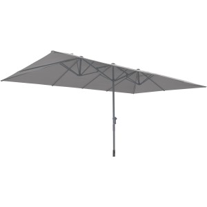 Leco Marktschirm, 270x460 cm, Anthrazit, mit Kurbel. Rechteckiger Sonnenschirm für Garten und Balkon.