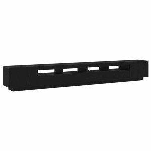 Schwarzer vidaXL TV-Schrank aus Holzwerkstoff, 300 cm, mit offenen Fächern, flächenbündigen Türen und LED-Vorbereitung. Modern.