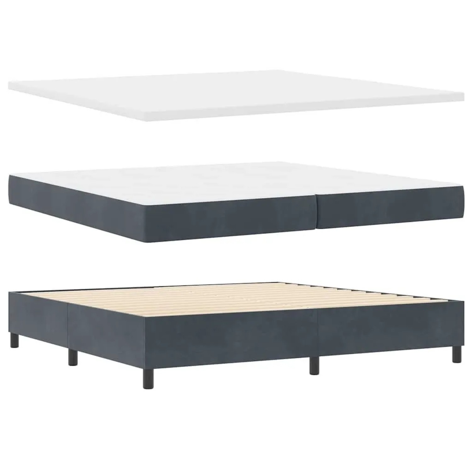 vidaXL Boxspringbett mit Matratze Dunkelgrau 200 x 200 cm Samt 3344601 günstig online kaufen