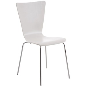 DELUKE Besucherstuhl TOKYO Holz Weiß 43x50x84cm Konferenzstuhl Wartezimmerstuhl Bürostuhl