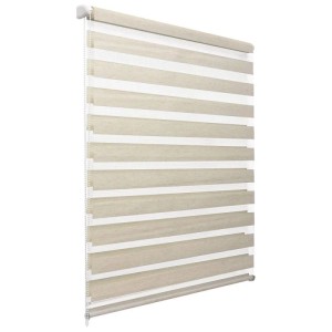 Sol Royal Doppelrollo Leinen, 140x150cm, für Fenster, mit transparenten und blickdichten Streifen.