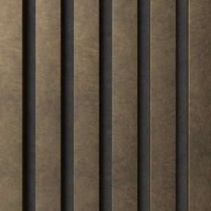 Denpanels Akustikpaneel in Metalloptik Bronze mit schwarzem Filz für verbesserte Raumakustik.