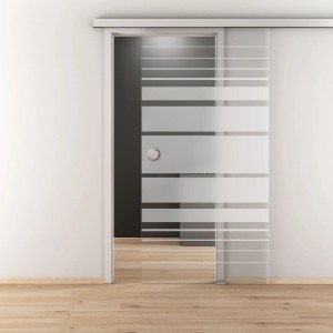 Novadoors Schiebetürsystem Nova 407 für Glastüren, 200 cm, mit horizontalen Streifen.