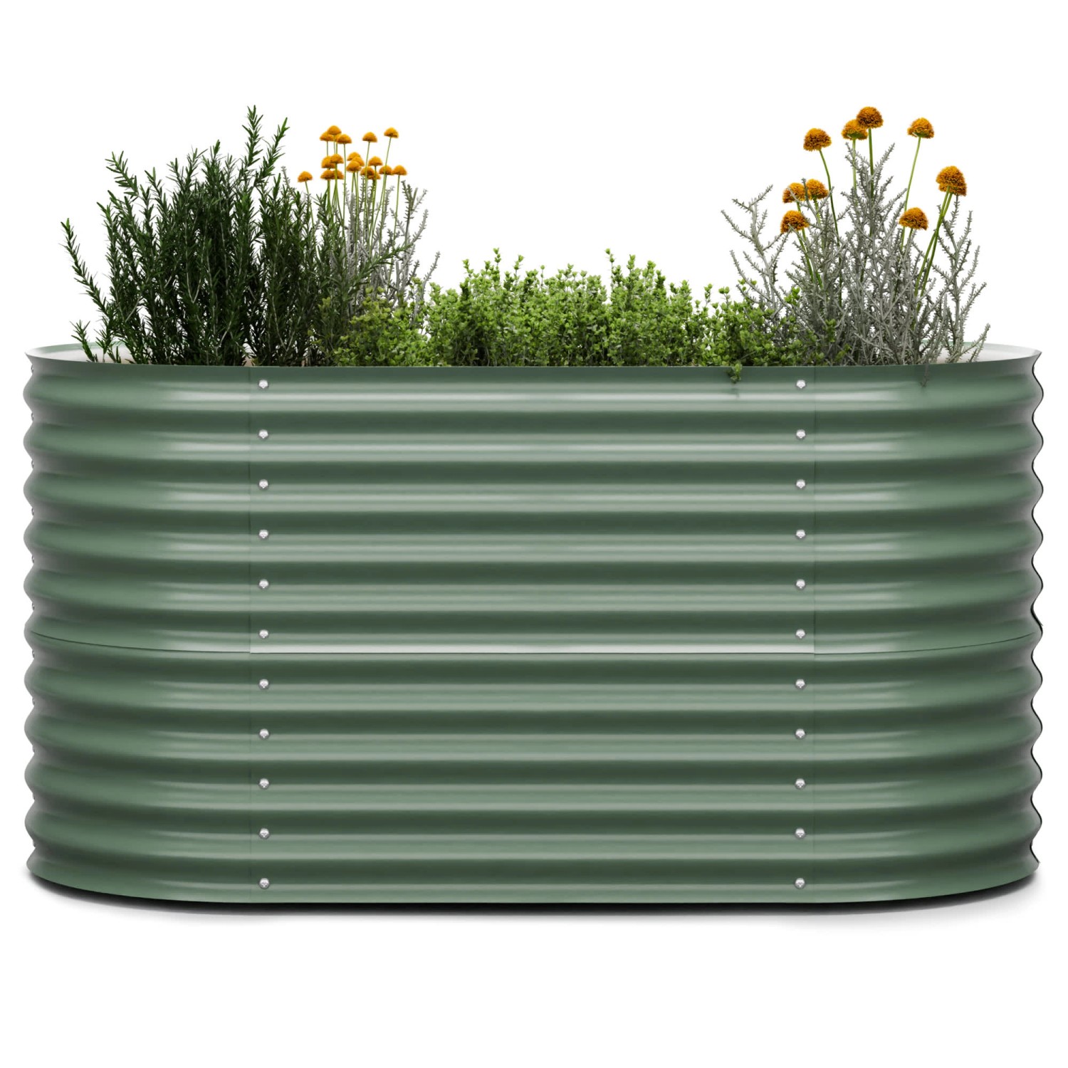 Blumfeldt High Grow Hochbeet 160x80x80 cm Stahl-Wellblech Rechteckig Dunkles Moosgrün