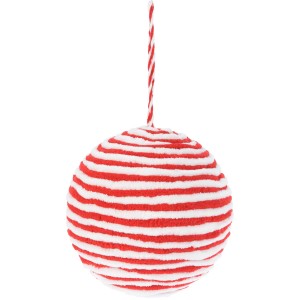 Weihnachtskugel-Set, rot-weiß gestreift, Ø 15cm, mit Seilaufhängung.