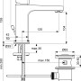 Technische Zeichnung: Ideal Standard Cerafine D Waschtischarmatur H105 Chrom mit Maßen.