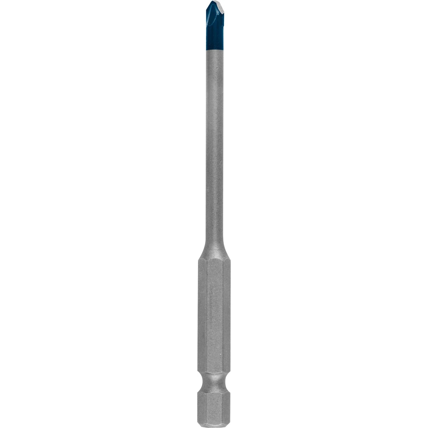 Bosch Expert Hard Keramikbohrer Hex-9, Ø 4 mm, für Fliesen. Grauer Schaft, blaue Spitze.