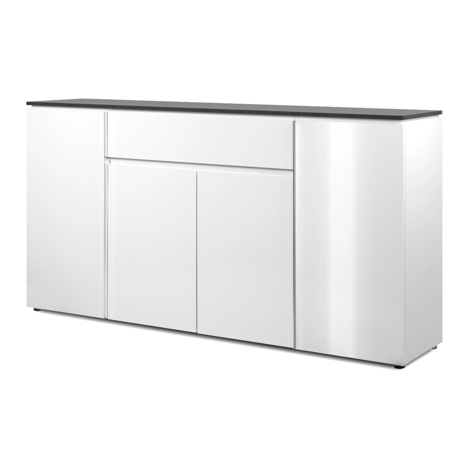 Furn.Design Sideboard Weiß Seidenglanz Grau 178 cm 6 Fächer 1 Schubkasten B günstig online kaufen