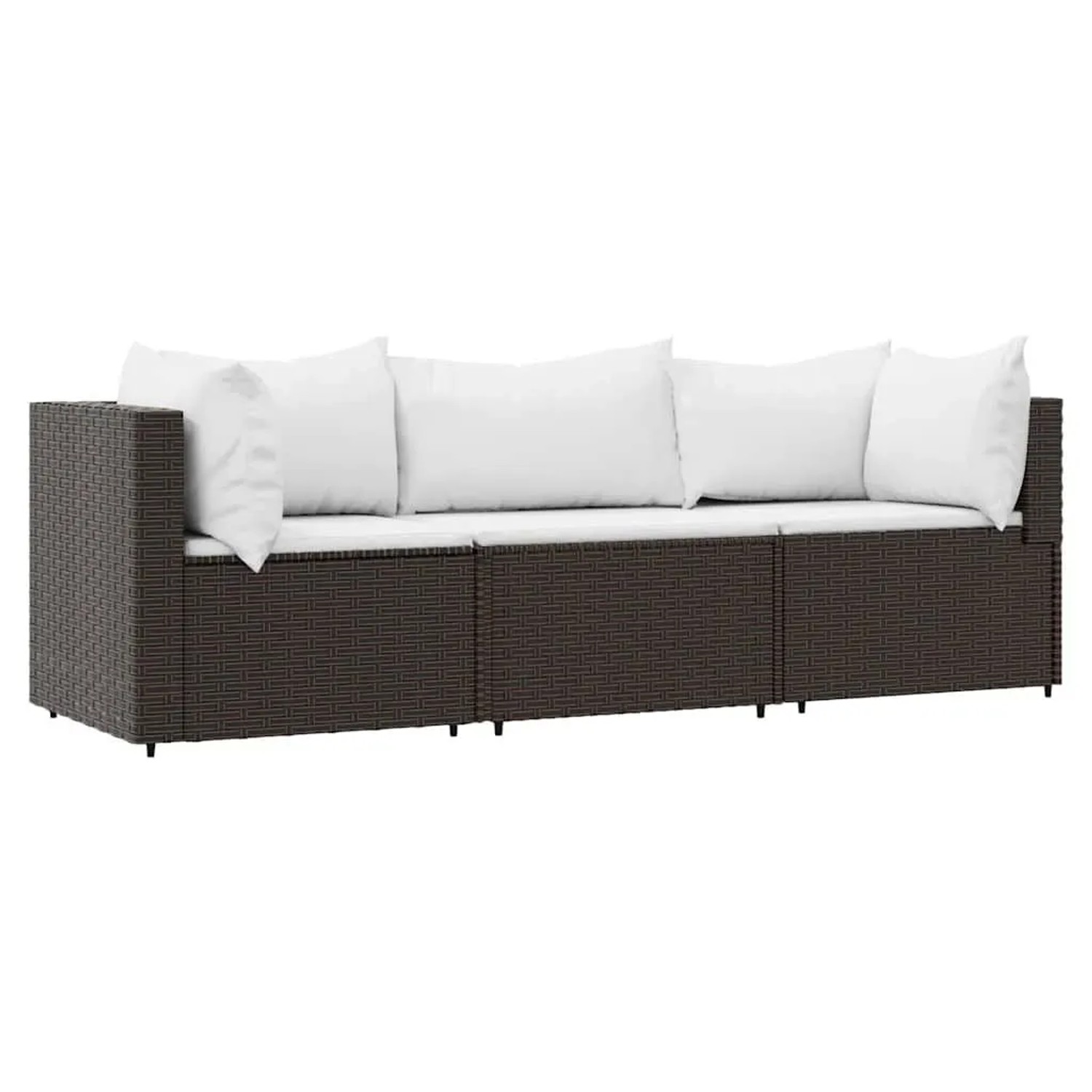vidaXL 3-Tlg Garten-Lounge-Set mit Kissen Braun Poly Rattan 319750