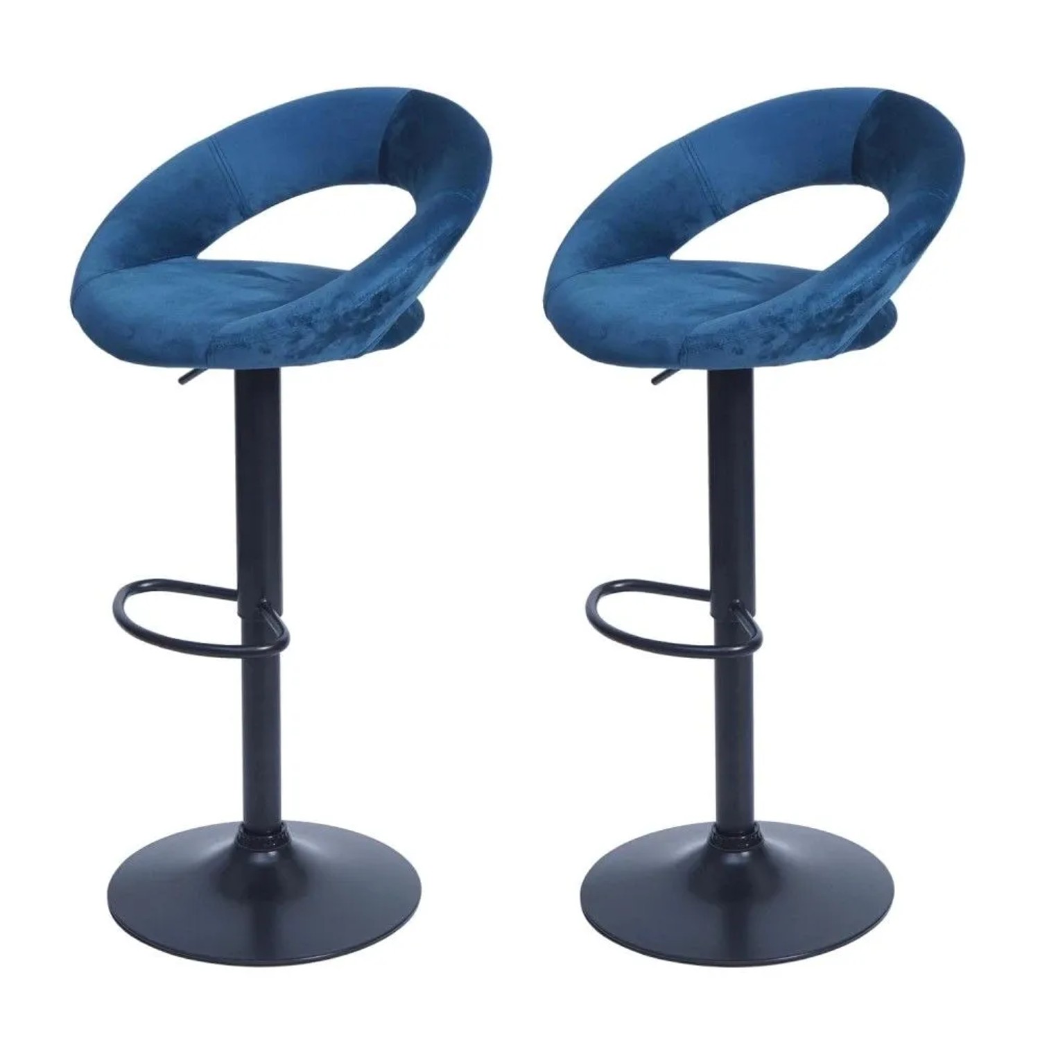 MCW Barhocker F46 2er-Set Samt Petrol-Blau