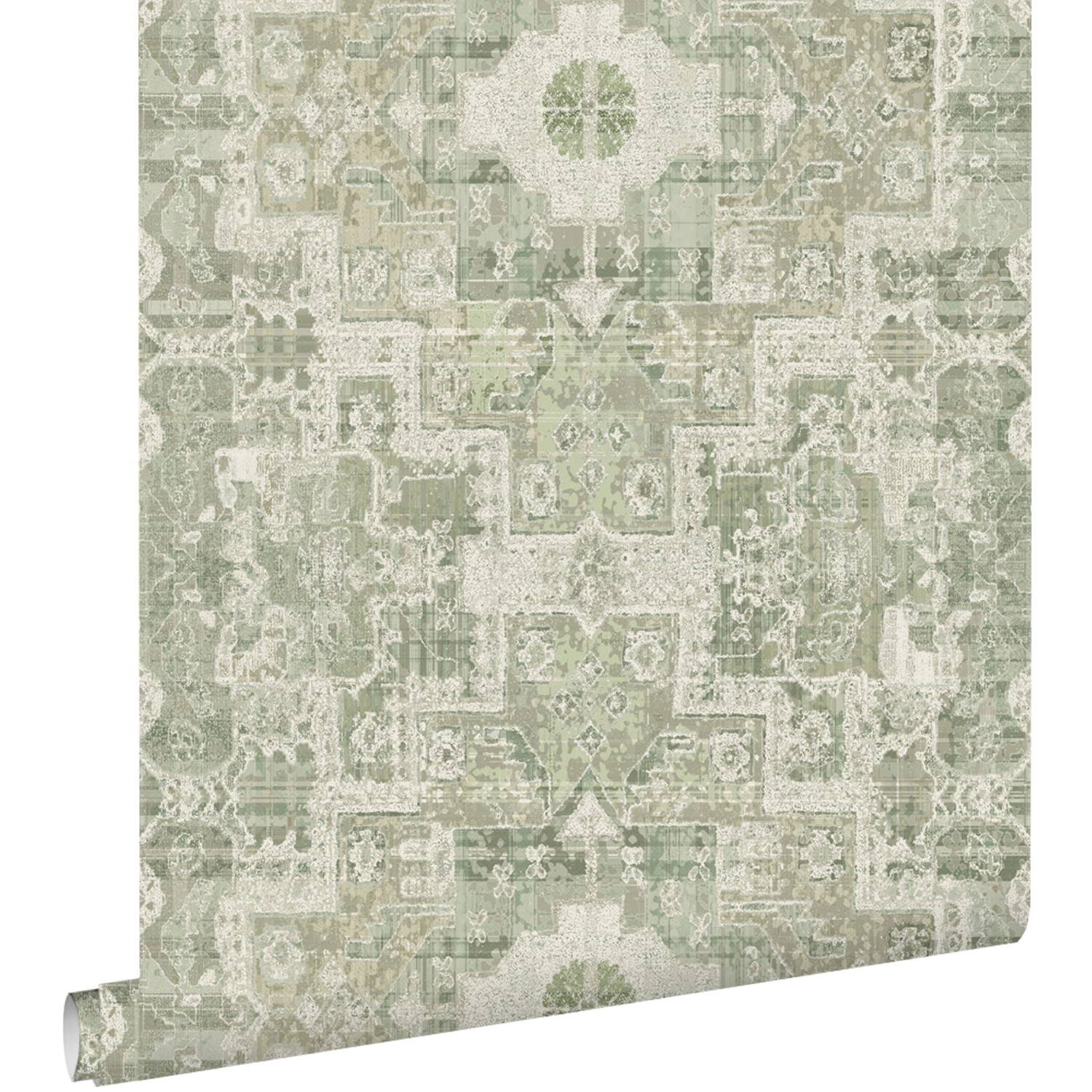 ESTAhome Tapete Orientalisches Kelim Patchwork Graugrün 50 X 900 Cm 131358 günstig online kaufen