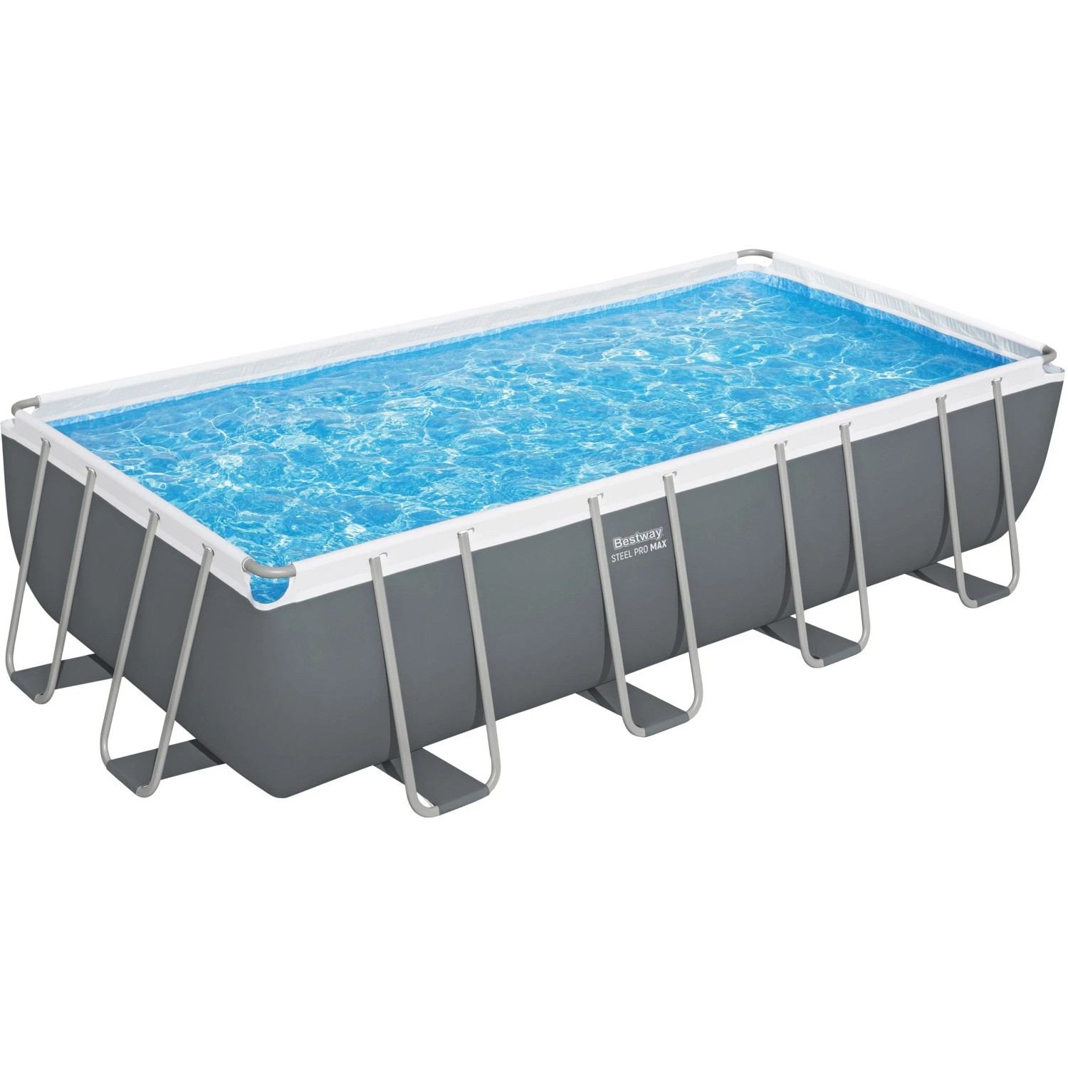 Bestway Steel Pro MAX Pool, 549x274x122 cm, grau, eckig, mit Sandfilteranlage.