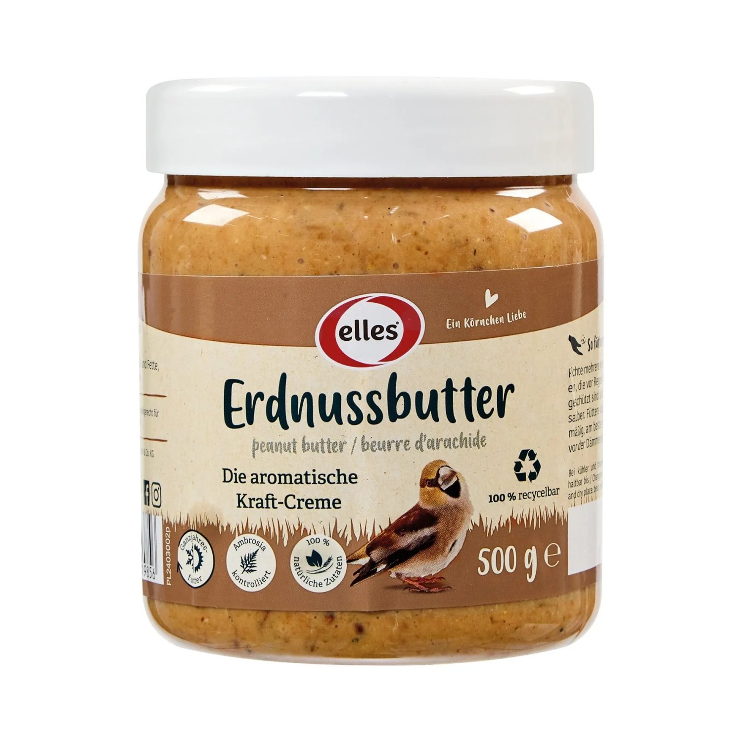 Elles Wildvogelfutter Erdnussbutter 500 g