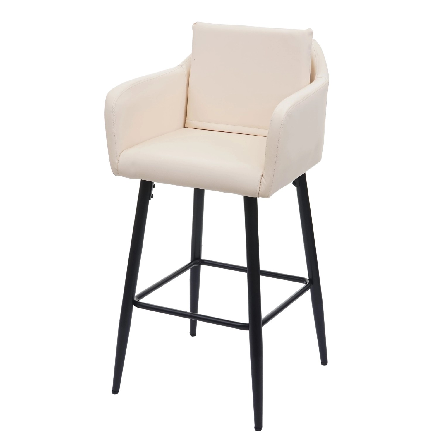 PROREGAL Barhocker Mit Lehne Sitzhöhe 74cm Fußablage Metall Kunstleder Crem günstig online kaufen