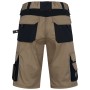 Nitras kurze Arbeitshose Motion Tex Pro FX Khaki-Schwarz, Rückansicht mit robusten Taschen und Reflexstreifen.
