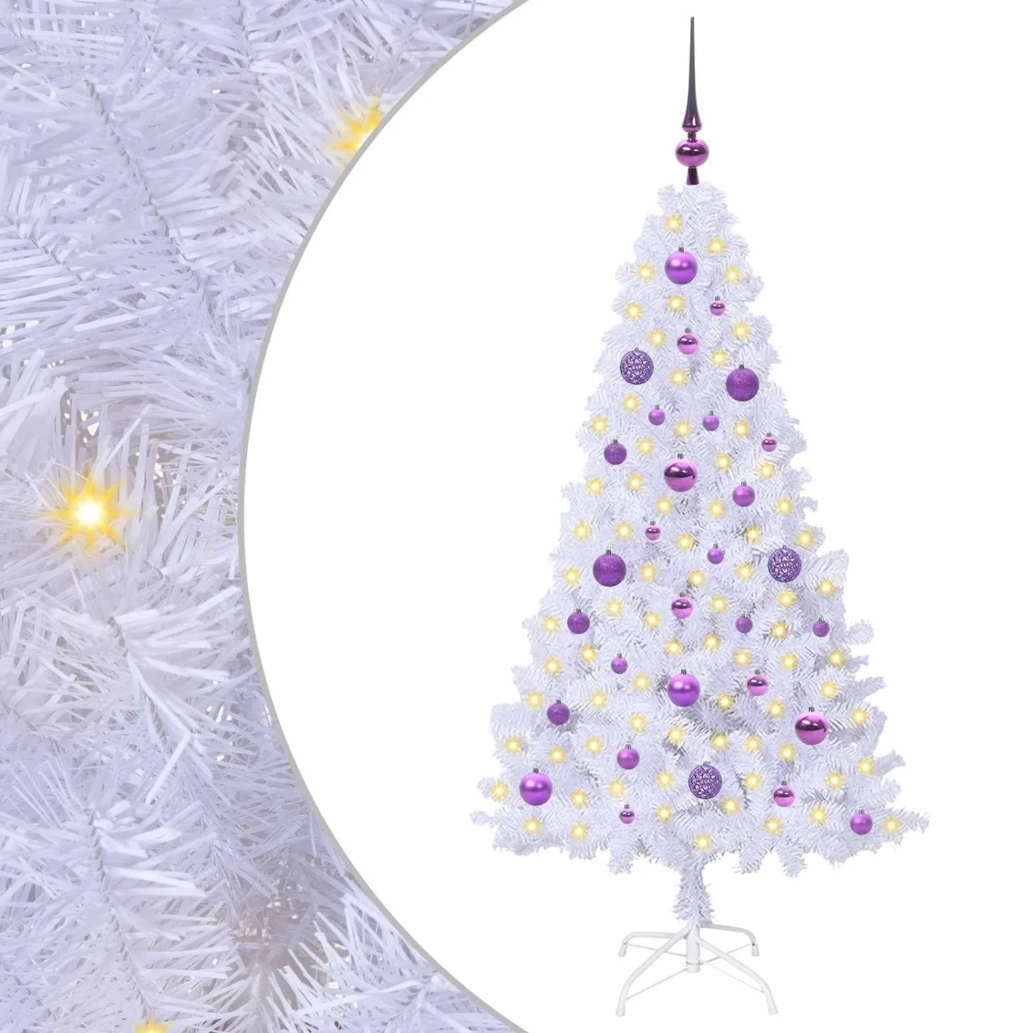 vidaXL Künstlicher Weihnachtsbaum Weiß 150 cm PVC und Stahl 3426764