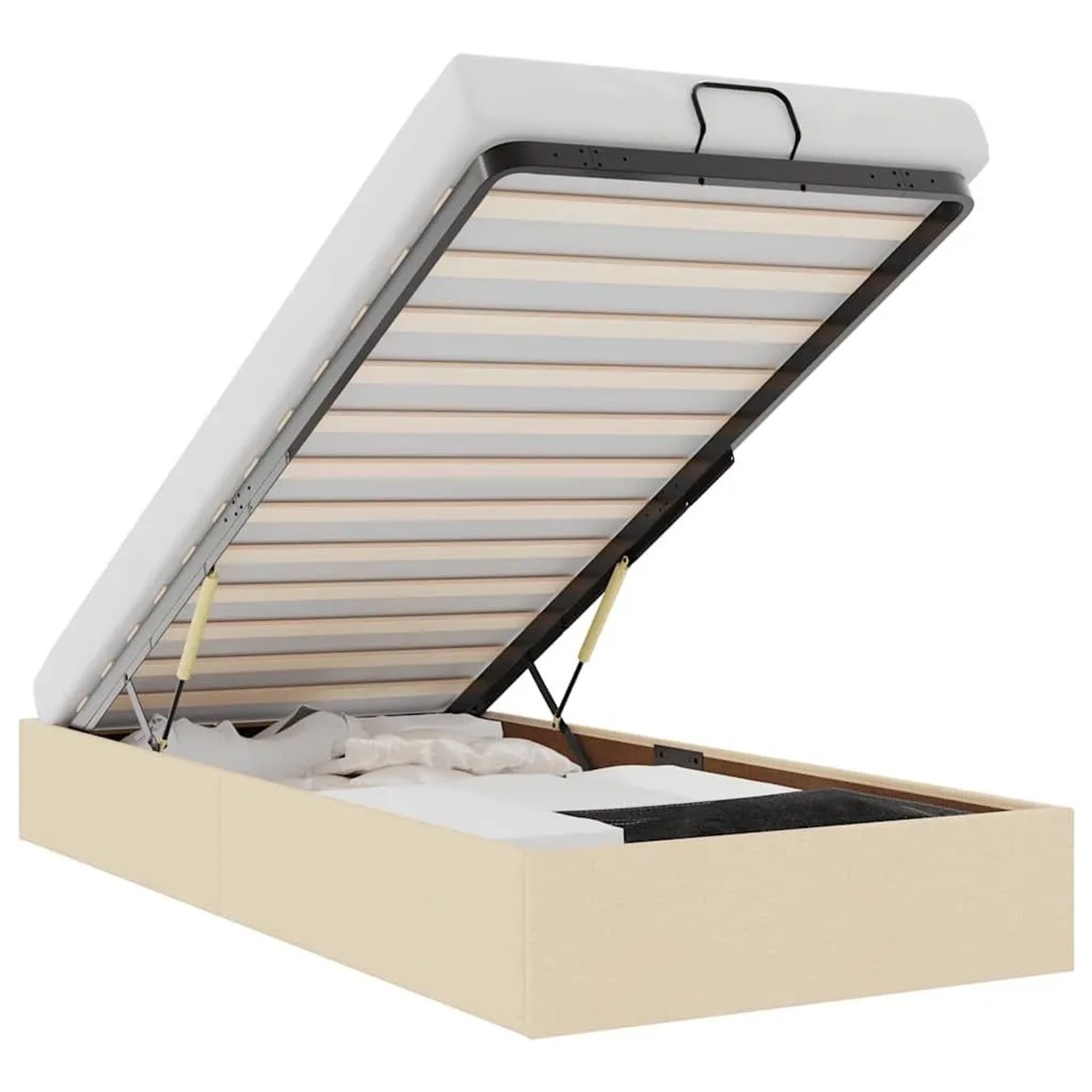 vidaXL Ottoman-Bett ohne Matratze Creme 90x200 cm Stoff 3310852