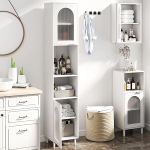 Costway Badschrank Schmal Badezimmerschrank mit 2 Verstellbaren Regalen