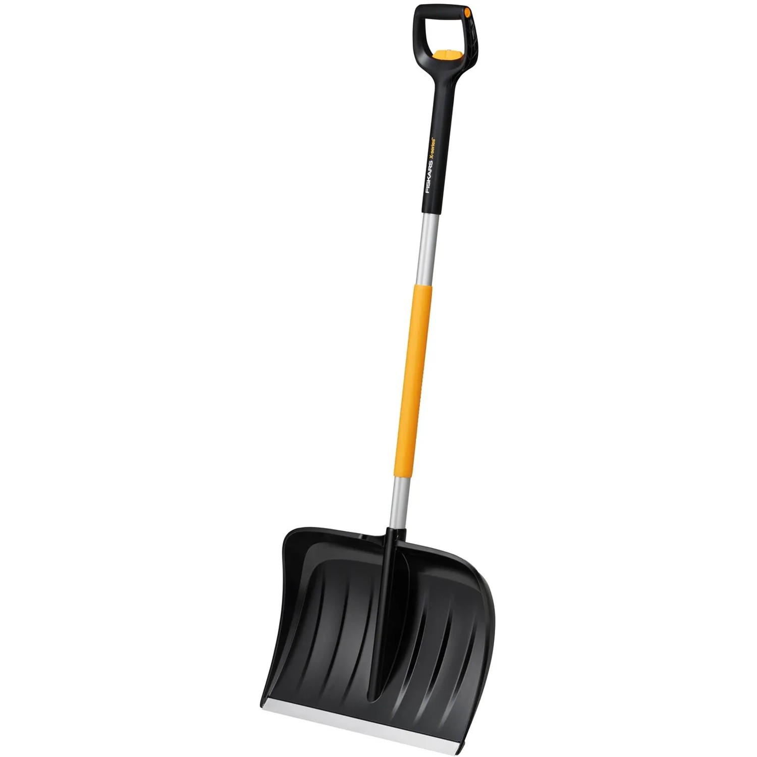 Fiskars Schneeräumer Telescopic X-series mit verstellbarem Stiel und D-Griff.