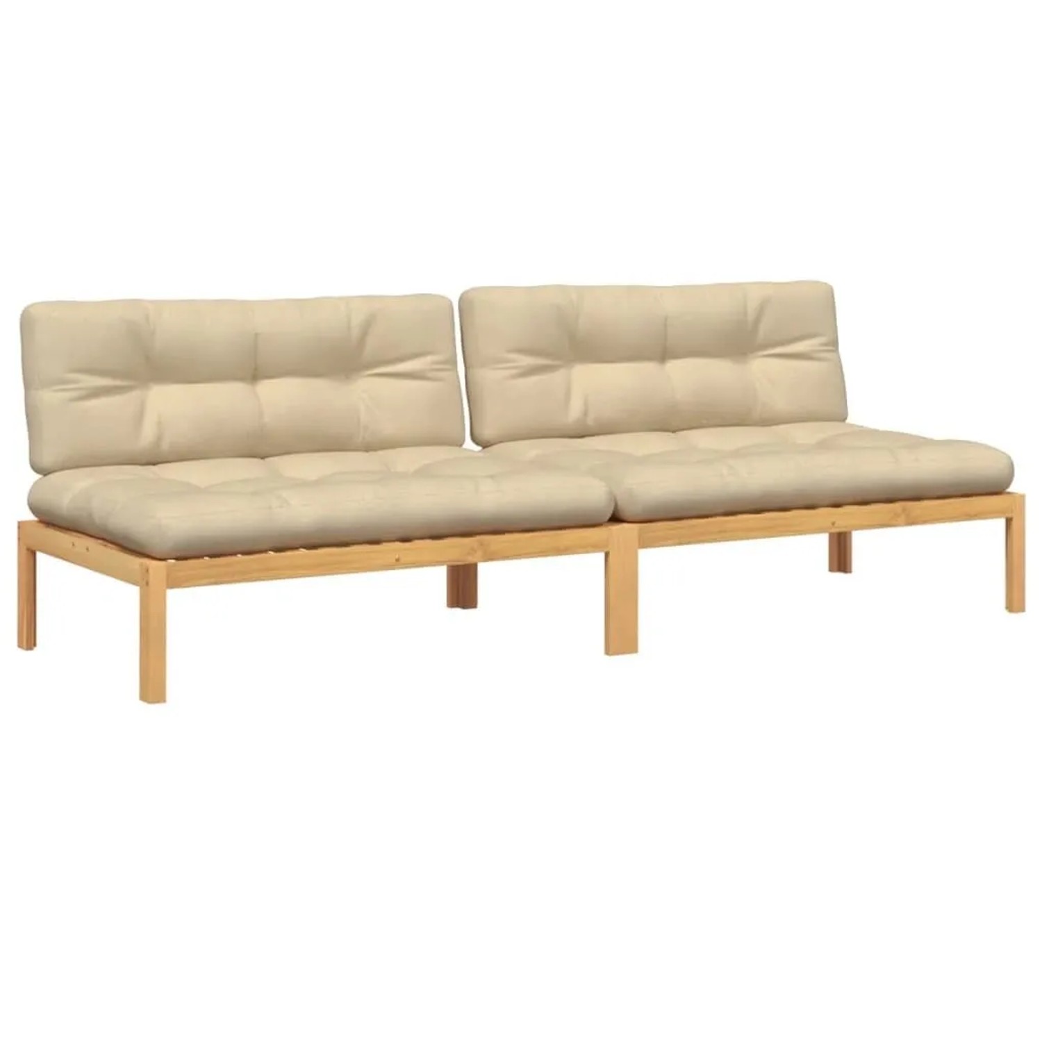 vidaXL Garten-Mittelsofas aus Paletten 2 Stk mit Kissen Akazienholz 3209357