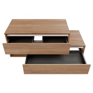 Fackelmann Waschbeckenunterschrank Vita in Oak/Weiß mit offenen Schubladen.