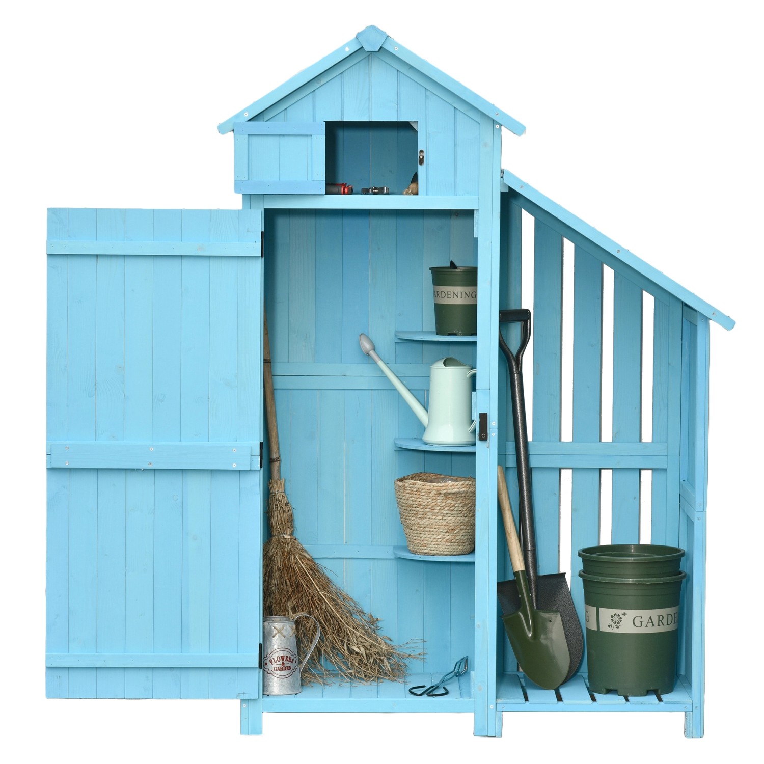 Outsunny Gerätehaus Tannenholz Himmelblau 130L x 54,5B x 180H cm günstig online kaufen