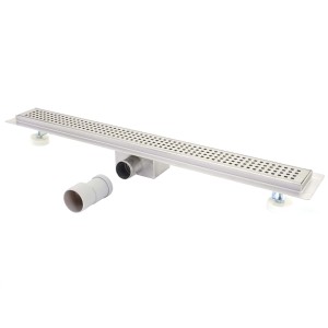 MCW Duschrinne D94b, 90cm, aus Edelstahl mit Siphon und Zubehör für den Bodenablauf.