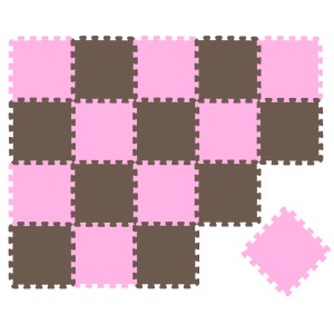 LittleTom Puzzlematte, 18-teilig, 30x30cm, rosa & braun. Weiche Spielmatte für Babys und Kinder.