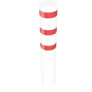 Weiß-roter Schake Absperrpoller (Ø 323 mm) zum Einbetonieren, 2000 mm lang.