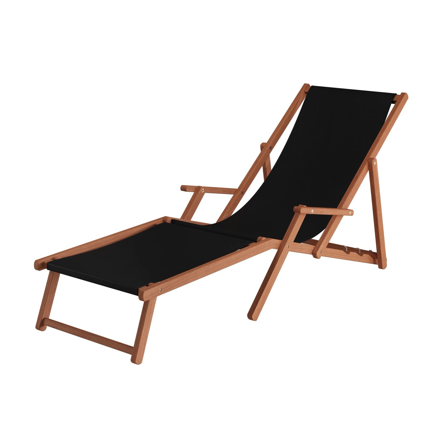 Erst-Holz Liegestuhl XXL Sonnenliege Holz Deckchair aus Buche Schwarz günstig online kaufen