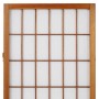 Brauner Holz-Paravent mit weißem Shoji Reispapier, Gitterstruktur. Faltbarer Raumteiler als Sichtschutz.
