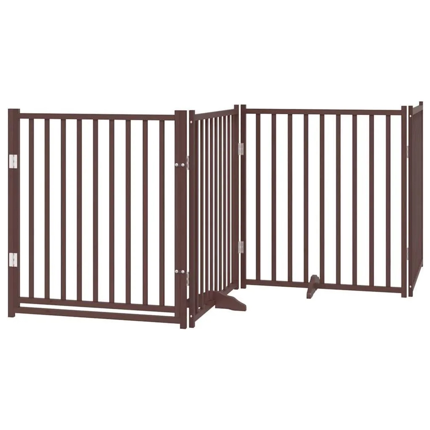 vidaXL 4 Tlg Hundetor mit Tür Faltbar Braun Eiche 320 cm Tannenholz 352299