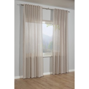 Beige Bennetti Fenstervorhänge mit Gardinenband in Naturoptik, 140x245 cm.