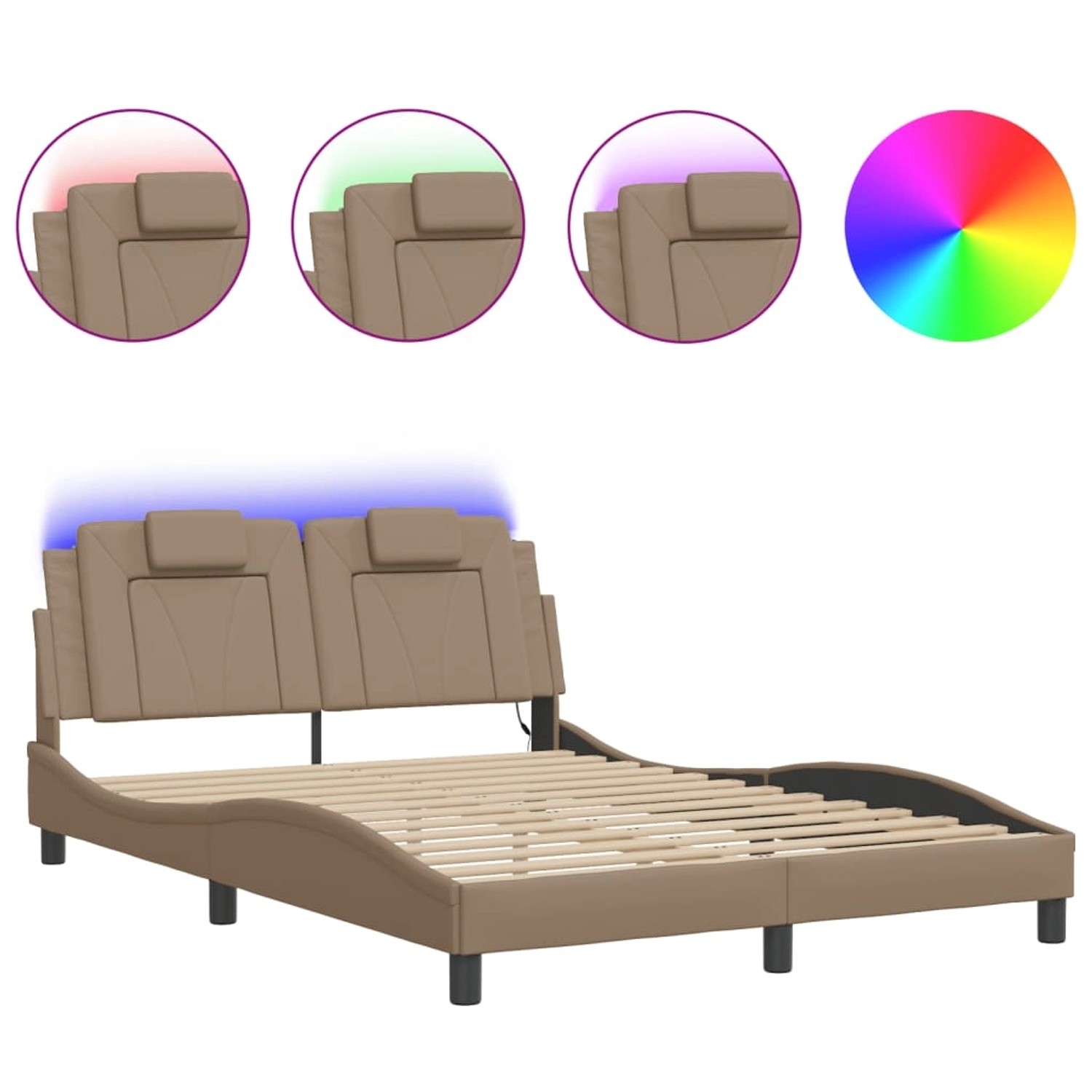 vidaXL Bettgestell Viana mit LED ohne Matratze Cappuccino-Braun 120x200 cm günstig online kaufen