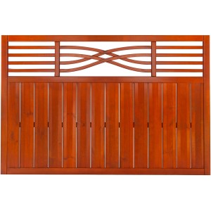 Vorgartenzaun Malaga, 120x180 cm, Teakholz, mit dekorativem Flechtmuster im oberen Bereich.
