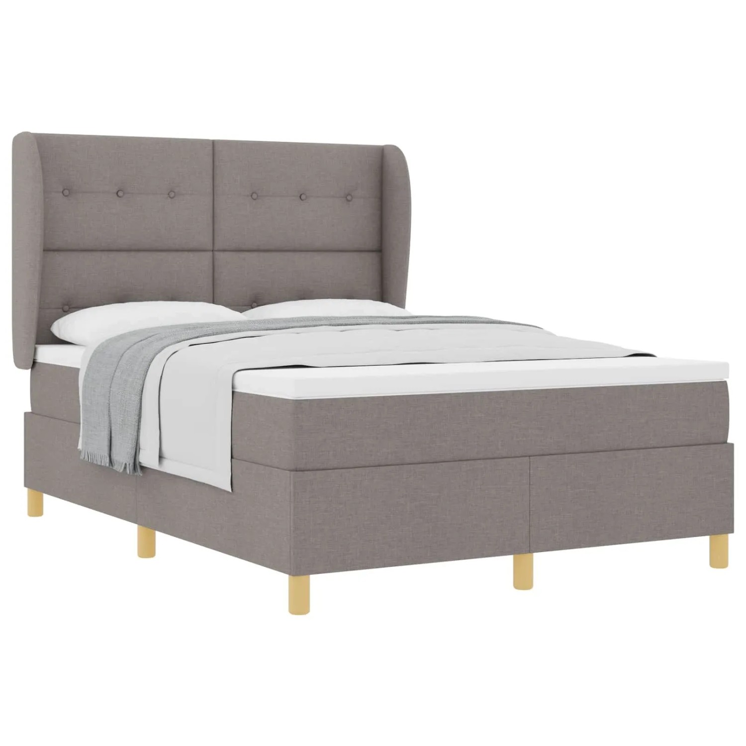 vidaXL Boxspringbett mit Matratze Dunkelgrau 90x190 cm Taupe Stoff 3340750