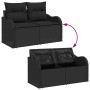 vidaXL Garten-Sofa-Set, 9-teilig, schwarz, Poly Rattan, mit Stauraum unter den Sitzen.