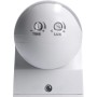 Weißer LED Aufputz-Bewegungsmelder 180° IP54 mit Einstellknöpfen für Zeit und LUX.