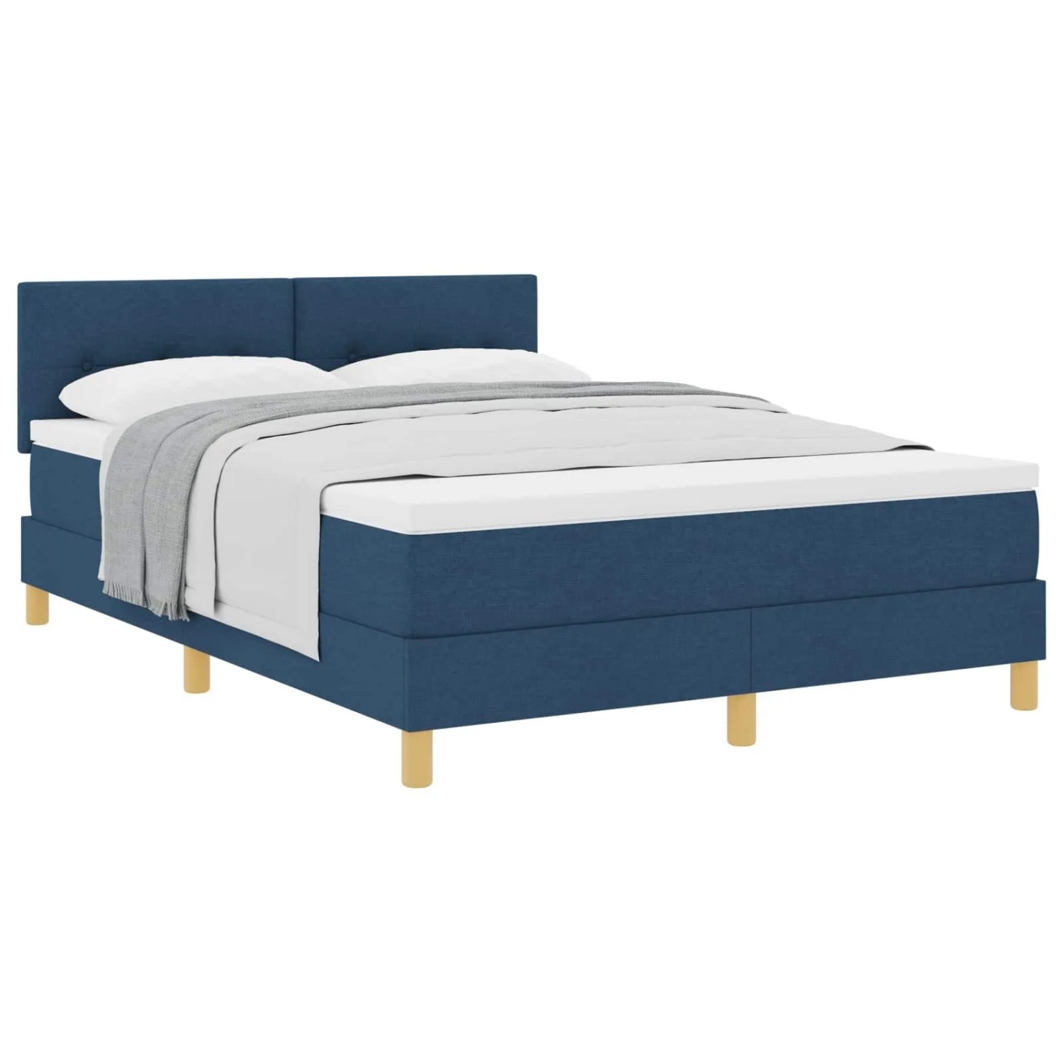 vidaXL Boxspringbett mit Matratze mit Kopfteil Blau 140 x 190 cm Stoff 3338922