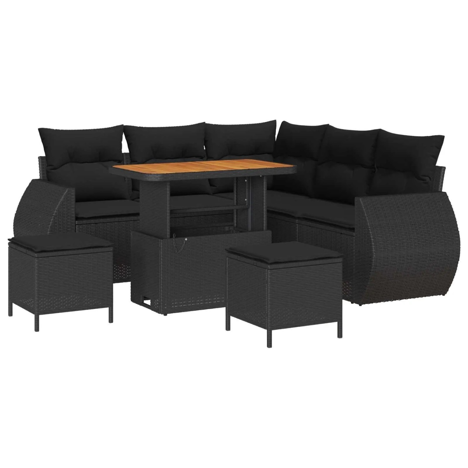vidaXL Gartensofa-Set mit Kissen 8 Stk Schwarz Poly-Rattan 3363824