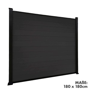 Schwarzer KARAT WPC Sichtschutzzaun Kronos Komplettset, 180x180 cm, für den Garten.