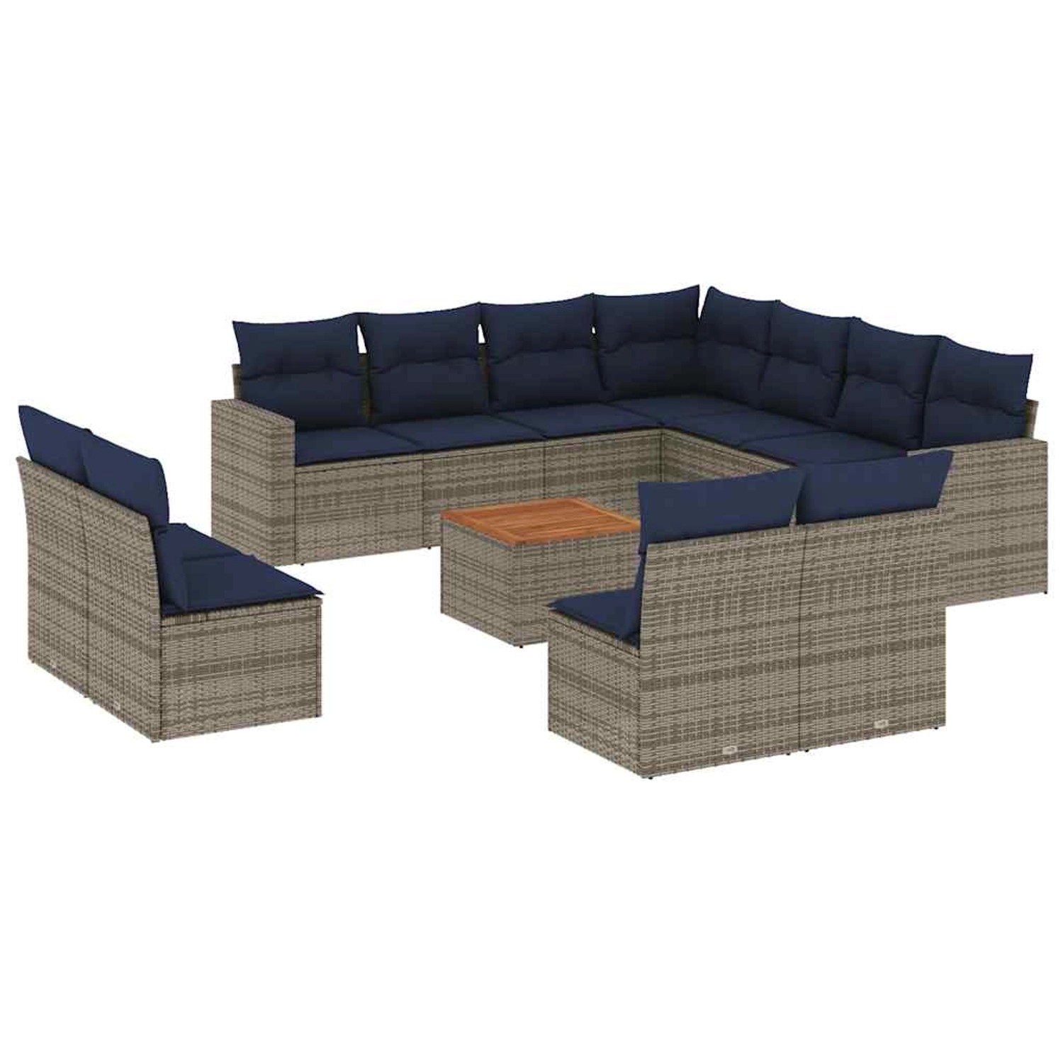 vidaXL 12-Tlg Garten-Sofagarnitur mit Kissen Grau Poly Rattan 3256516 günstig online kaufen