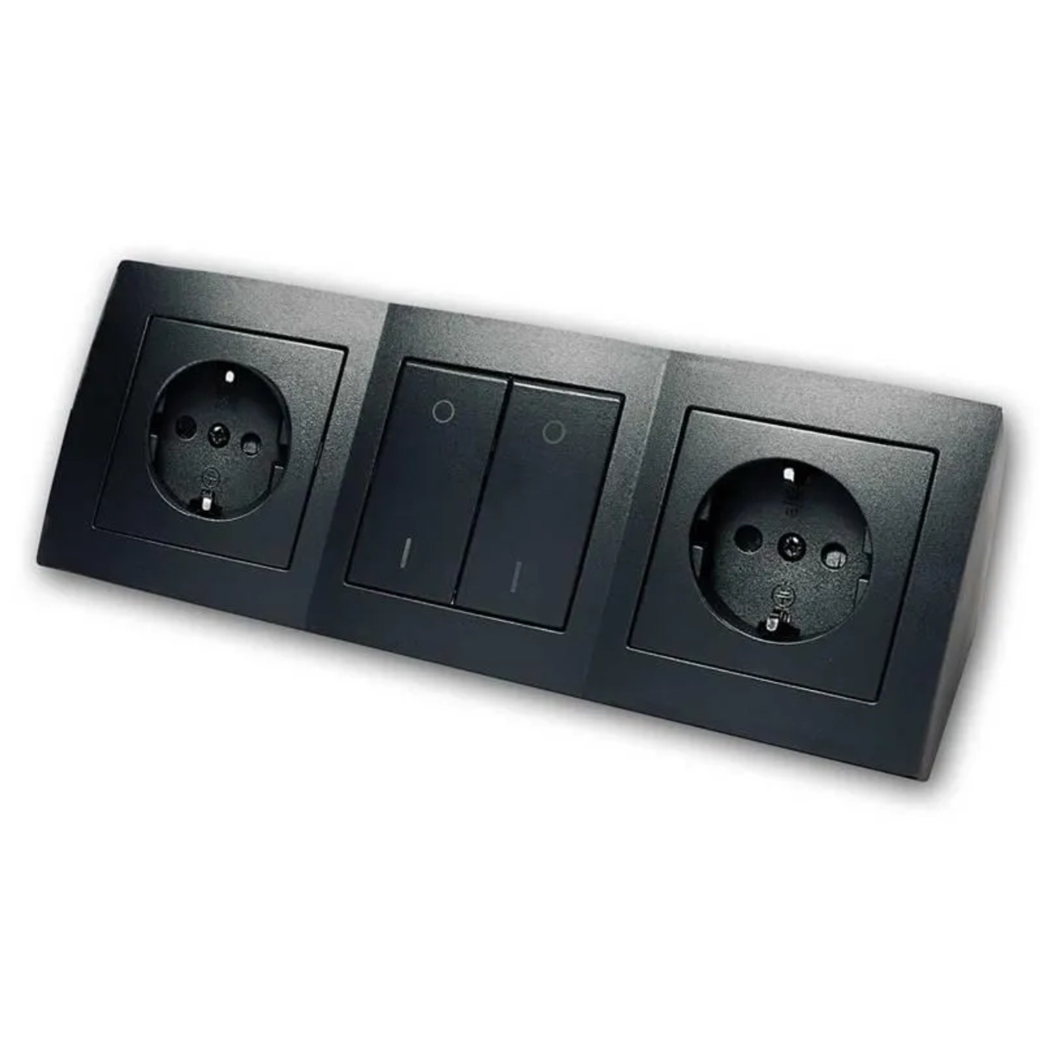 McPower Steckdosenblock Flair 2-Fach Schalter Schwarz